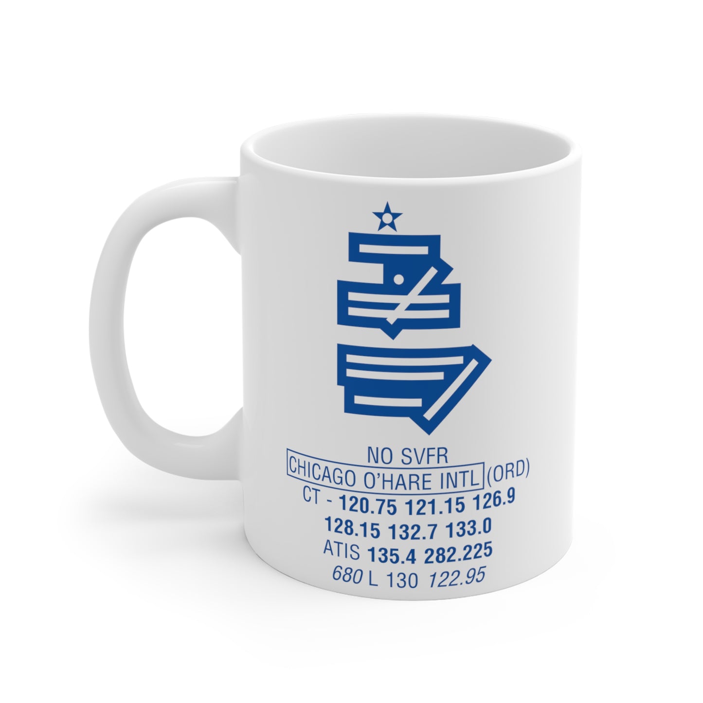 Chicago O'Hare Intl, ORD. 11oz Airport Mug (Blue)