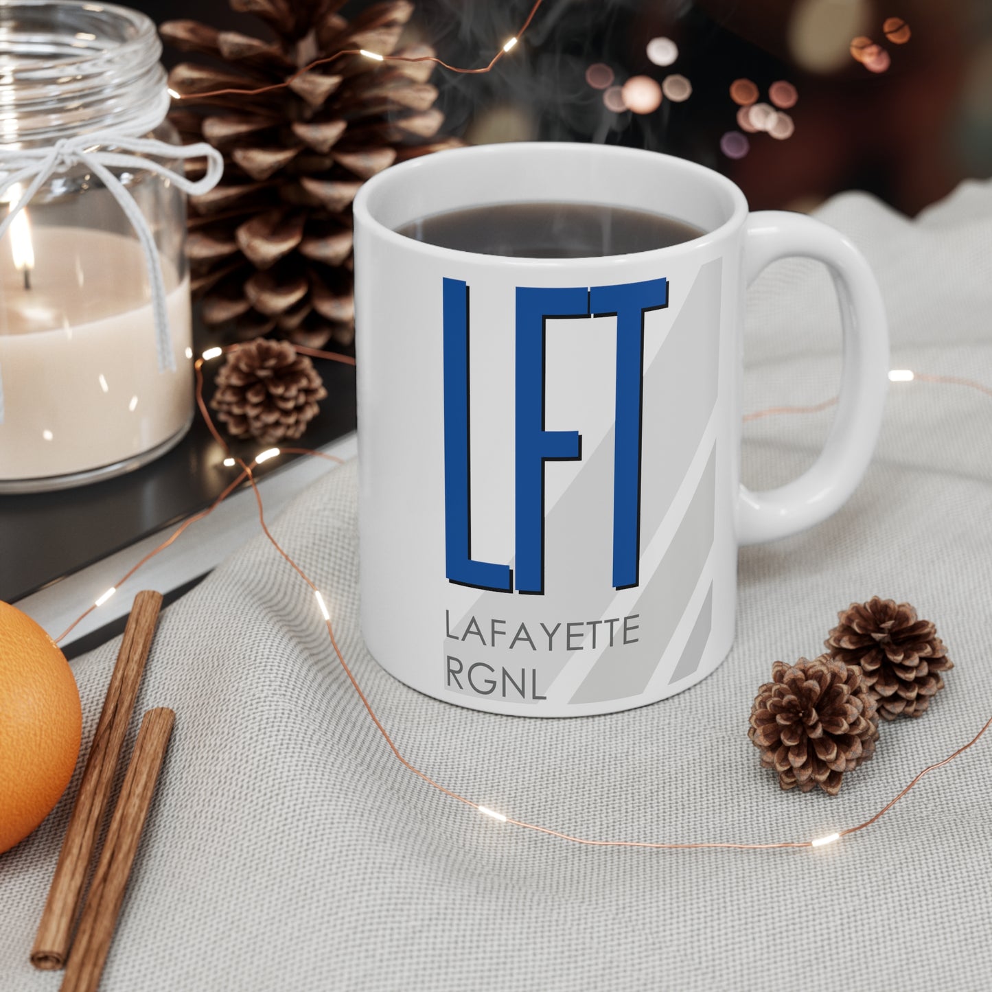 Lafayette Rgnl Paul Fournet Fld, LFT. 11oz Airport Mug (Blue)