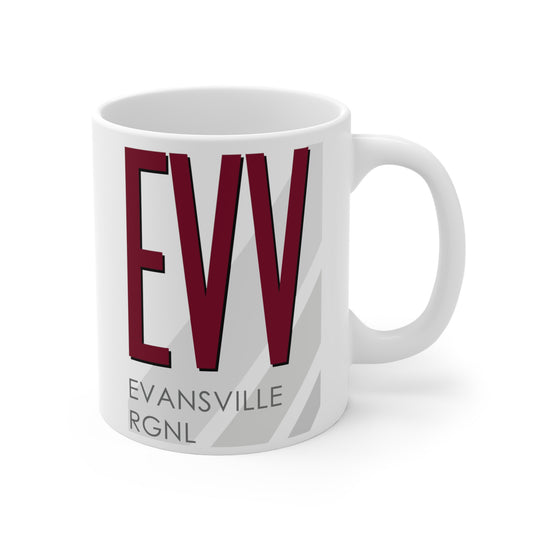 Evansville Rgnl, EVV. 11oz Airport Mug (Magenta)