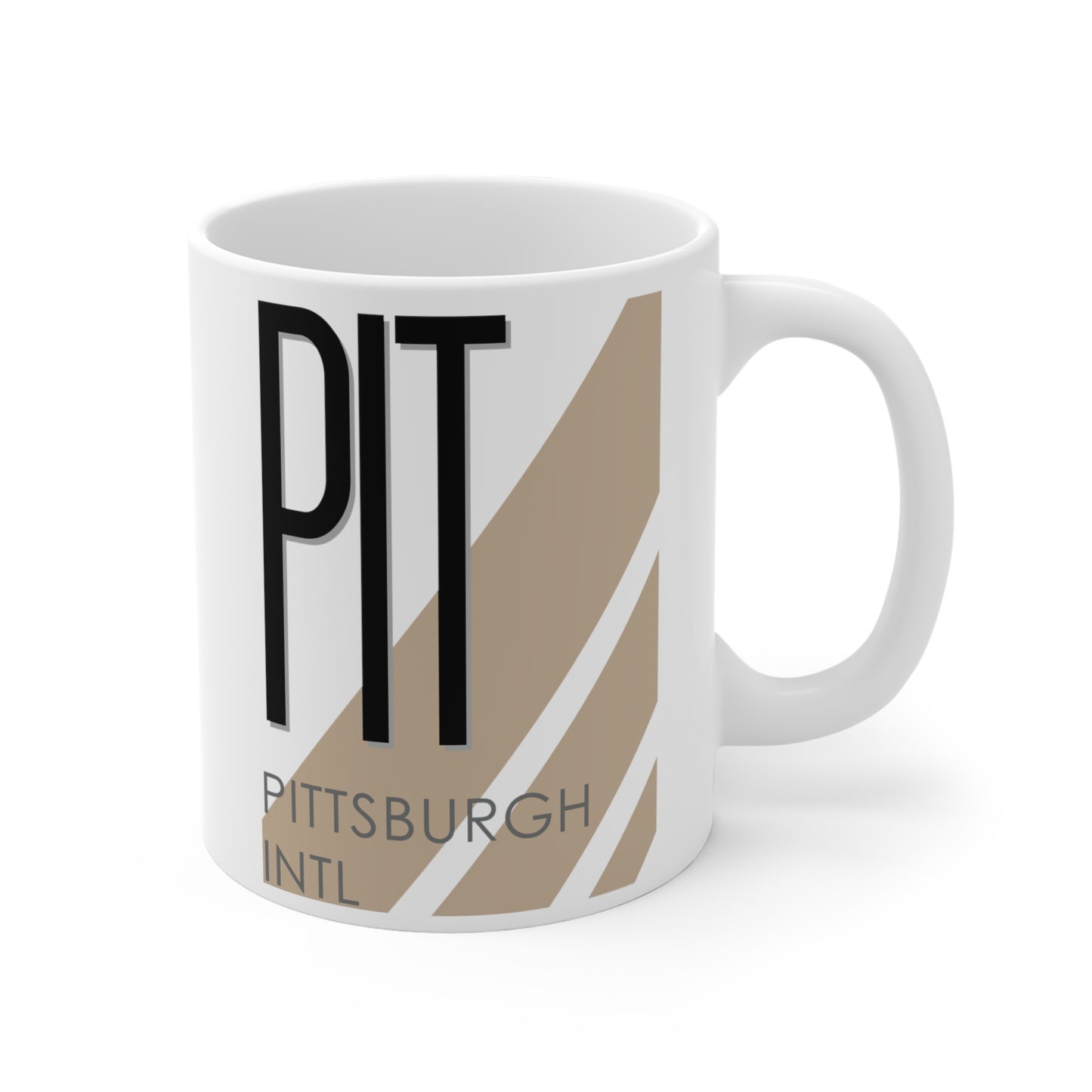 Pittsburgh Intl, PIT. 11oz Airport Mug (Cool Brown)