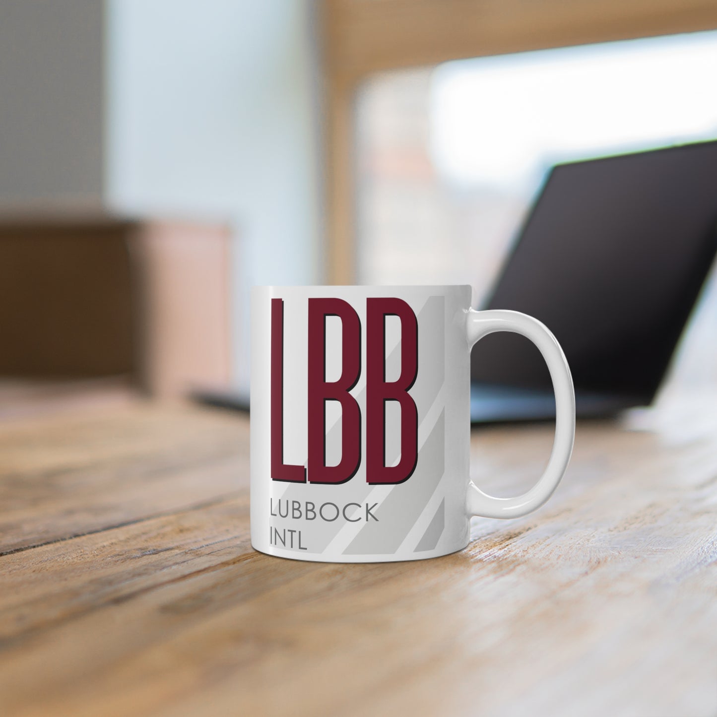 Lubbock Preston Smith Intl, LBB. 11oz Airport Mug (Magenta)