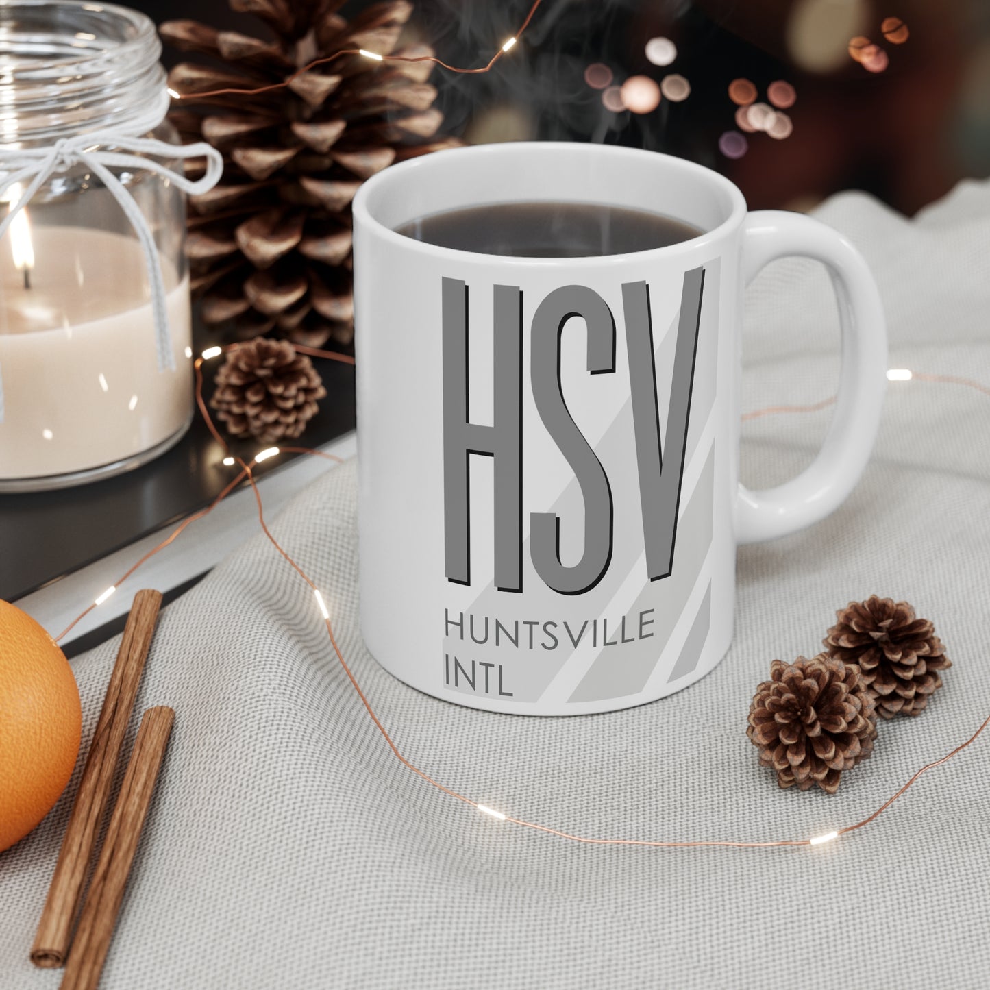 Huntsville Intl Carl T. Jones Fld, HSV. 11oz Airport Mug (Gray)