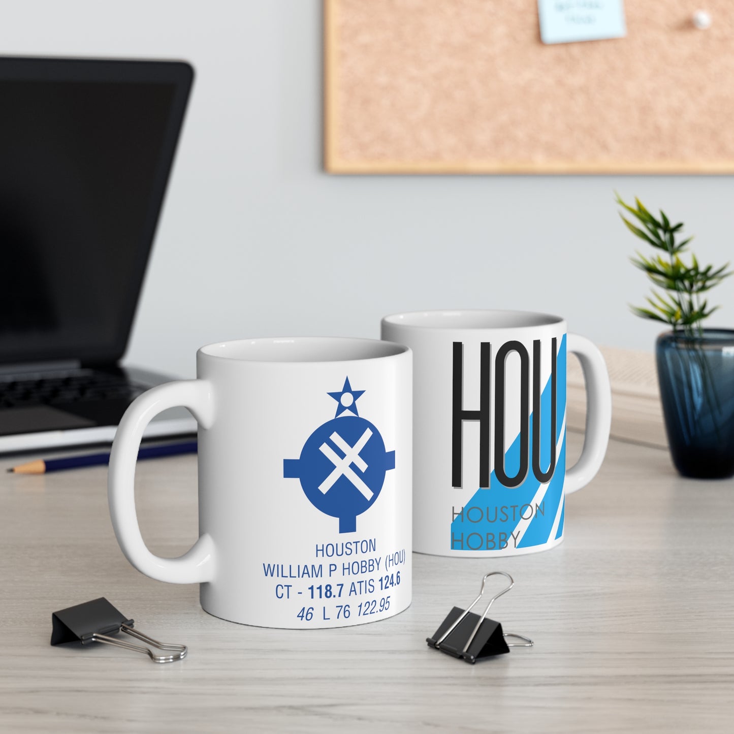 Houston Hobby, HOU. 11oz Airport Mug (Blue)