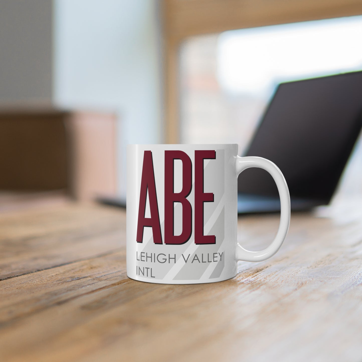 Lehigh Valley Intl, ABE. 11oz Airport Mug (Magenta)