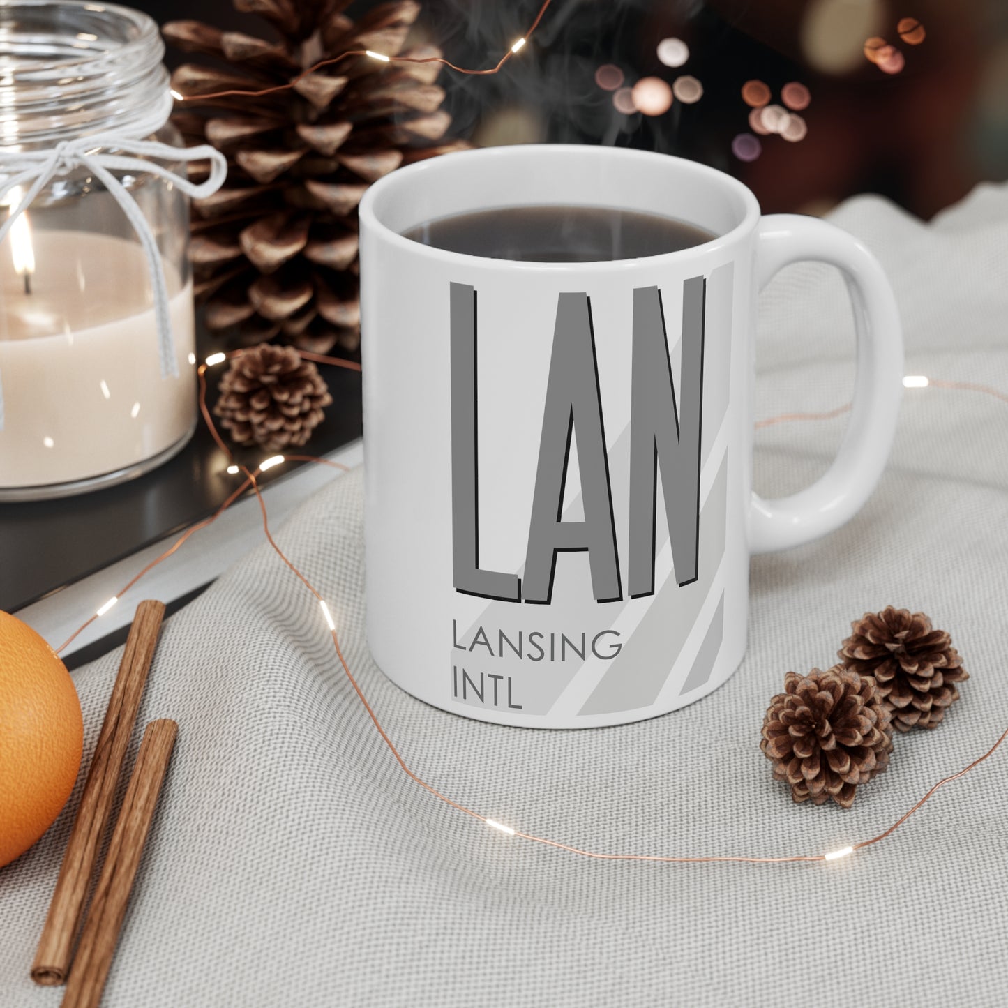 Lansing Capital Region Intl, LAN. 11oz Airport Mug (Gray)