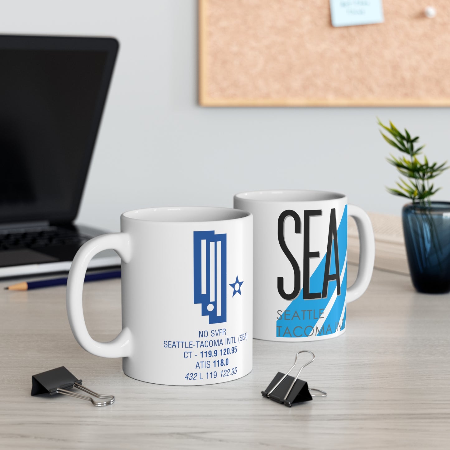 Seattle Tacoma Intl, SEA. 11oz Airport Mug (Blue)