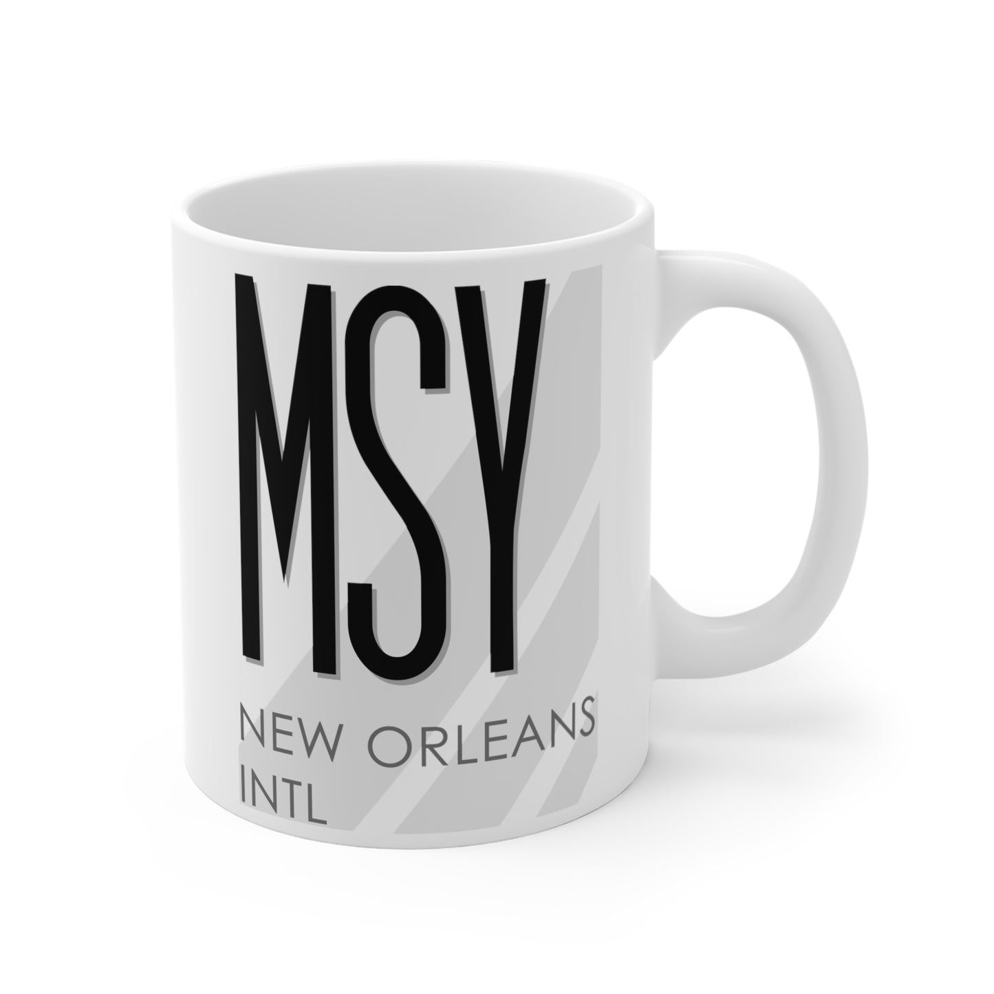 Louis Armstrong New Orleans Intl, MSY. 11oz Airport Mug (White)