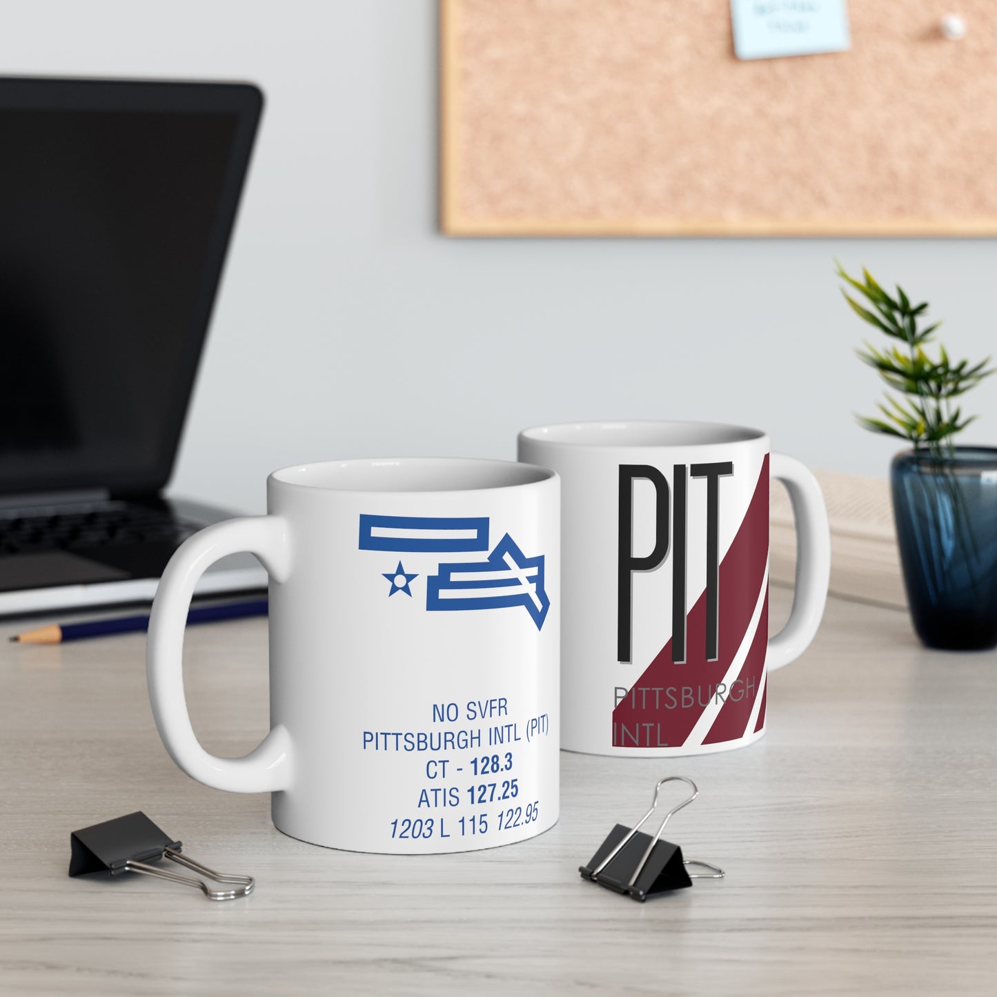 Pittsburgh Intl, PIT. 11oz Airport Mug (Magenta)