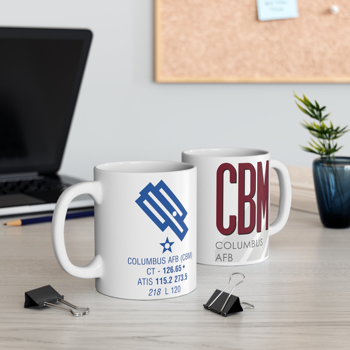 Columbus AFB, CBM. 11oz Airport Mug (Magenta)