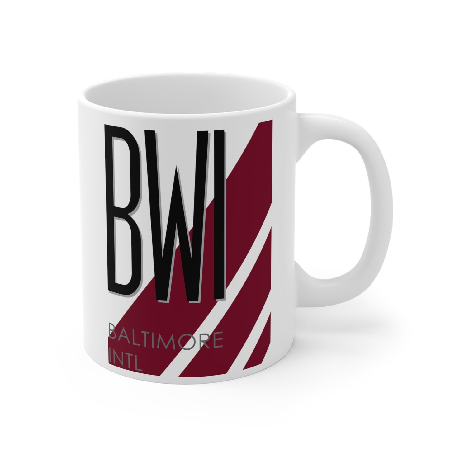 Baltimore-Washington Intl Thurgood Marshall, BWI. 11oz Airport Mug (Magenta)