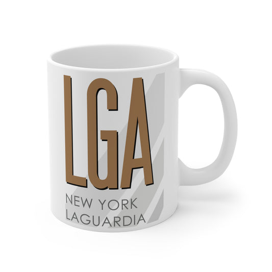 New York LaGuardia, LGA. 11oz Airport Mug (Brown LGA)