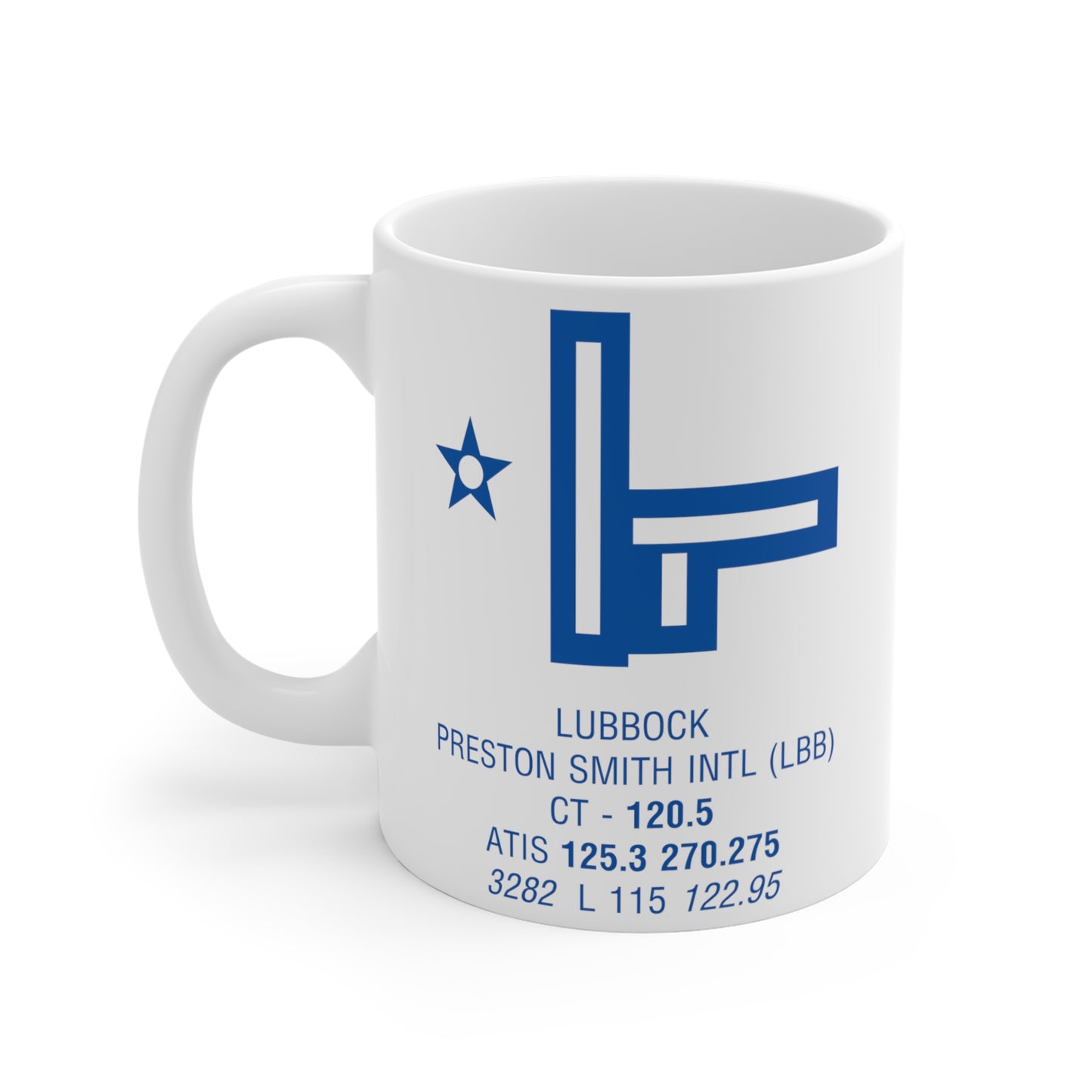 Lubbock Preston Smith Intl, LBB. 11oz Airport Mug (Brown)