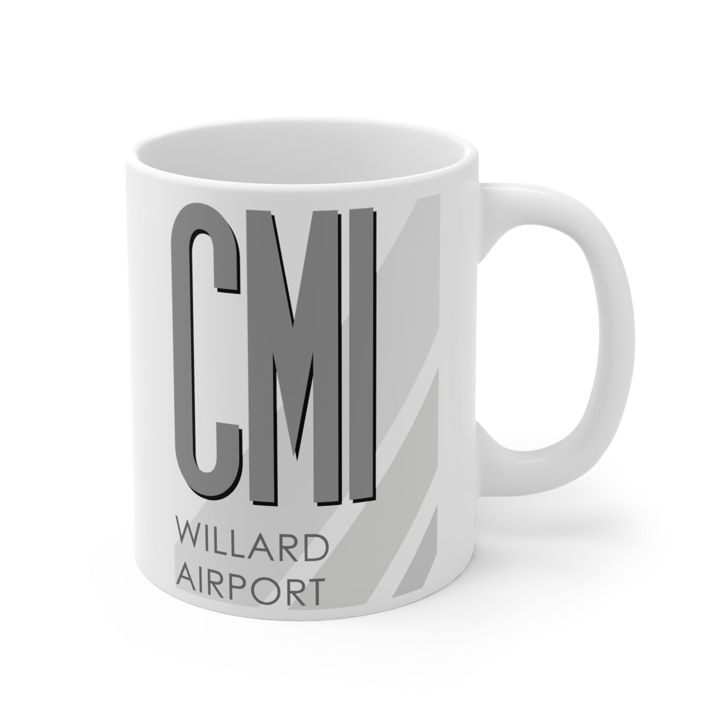 University of Illinois Willard Airport, CMI. 11oz Airport Mug (Gray)