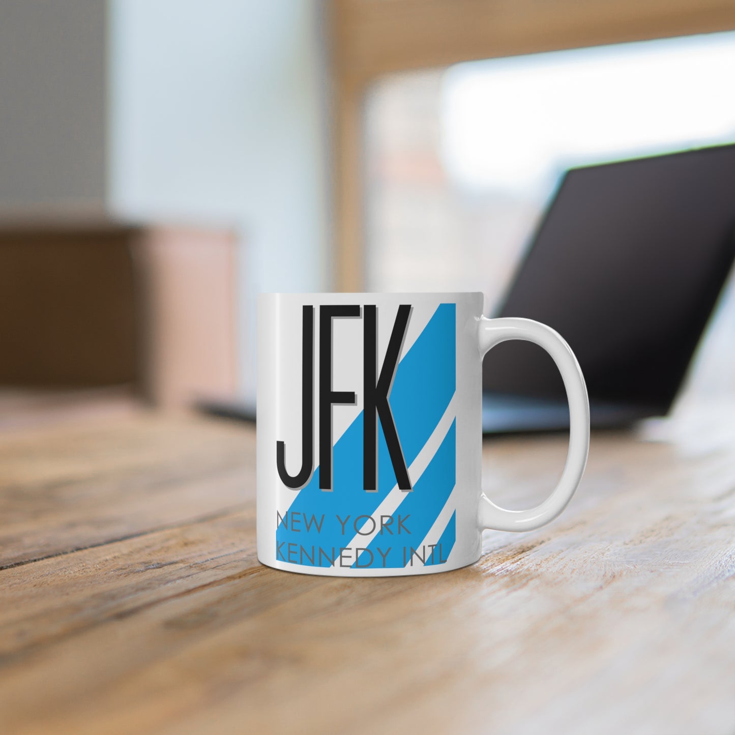 New York John F. Kennedy Intl, JFK. 11oz Airport Mug (Blue)