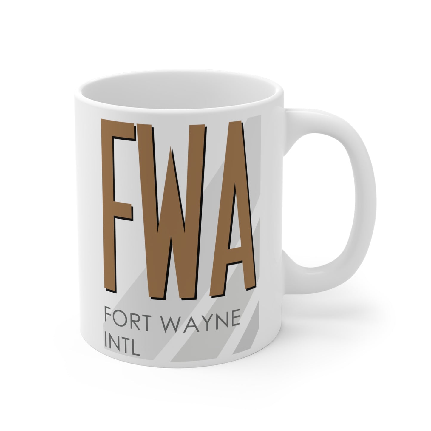 Fort Wayne Intl, FWA. 11oz Airport Mug (Brown)