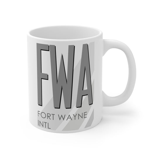 Fort Wayne Intl, FWA. 11oz Airport Mug (Gray)