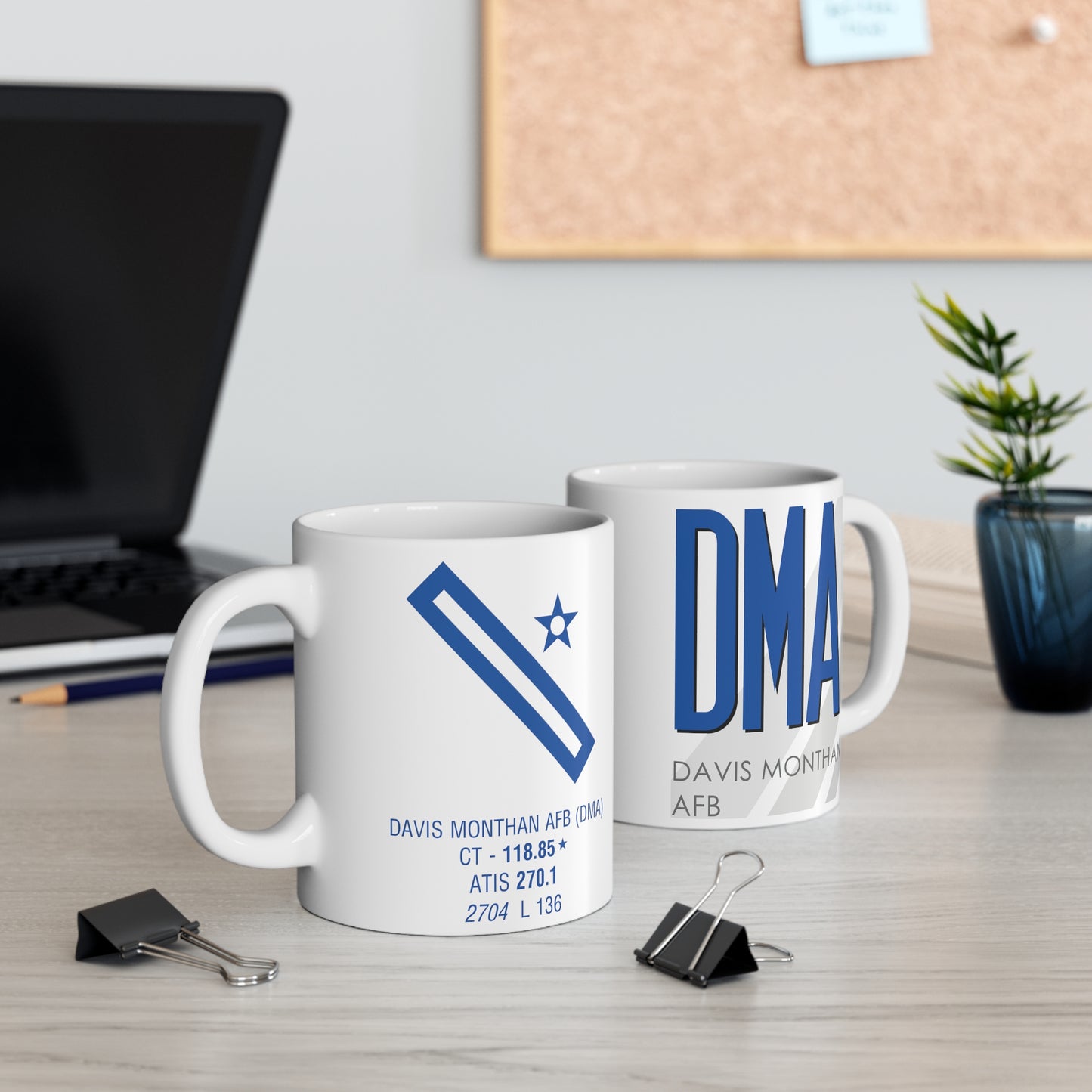 Davis Monthan AFB, DMA. 11oz Airport Mug (Blue)