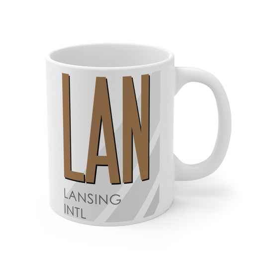 Lansing Capital Region Intl, LAN. 11oz Airport Mug (Brown)