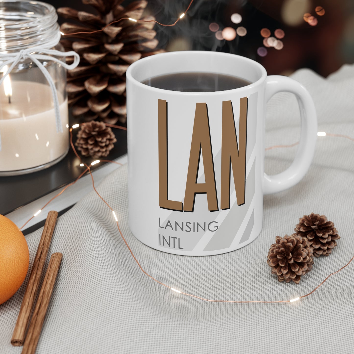 Lansing Capital Region Intl, LAN. 11oz Airport Mug (Brown)