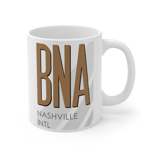 Nashville Intl, BNA. 11oz Airport Mug (Brown)