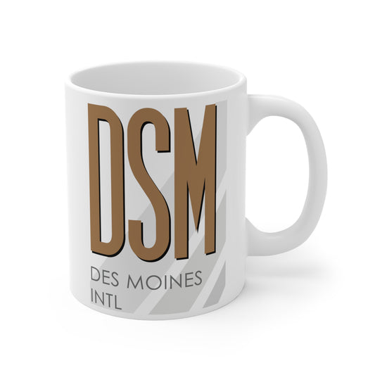 Des Moines Intl, DSM. 11oz Airport Mug (Brown)