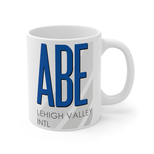 Lehigh Valley Intl, ABE. 11oz Airport Mug (Blue)