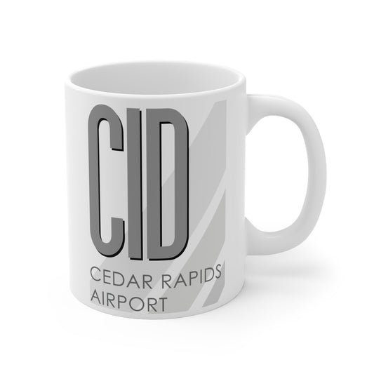 The Eastern Iowa Cedar Rapids, CID. 11oz Airport Mug (Gray)