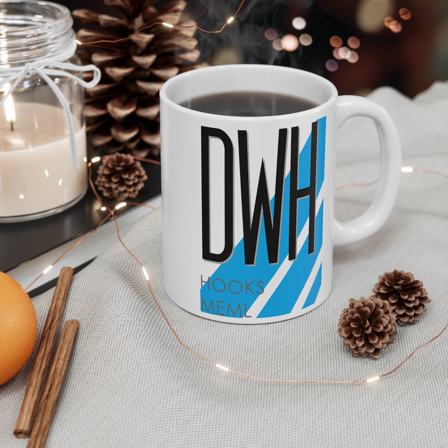 David Wayne Hooks Meml, DWH. 11oz Airport Mug (Blue Stripes)