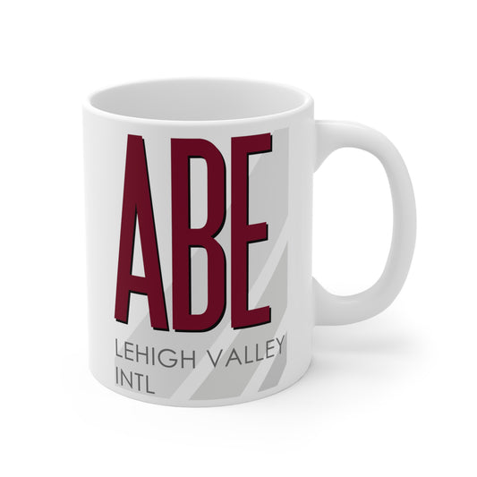 Lehigh Valley Intl, ABE. 11oz Airport Mug (Magenta)