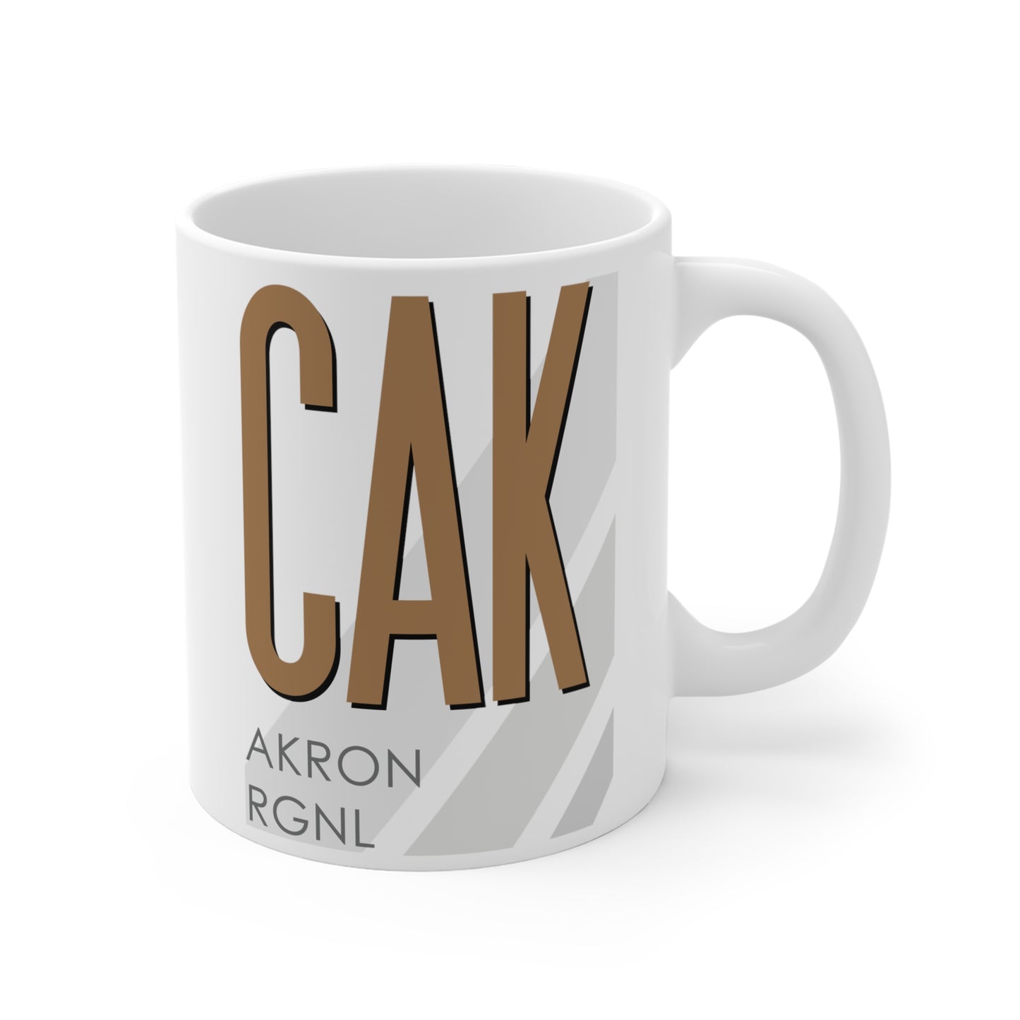 Akron Canton Rgnl, CAK. 11oz Airport Mug (Brown)