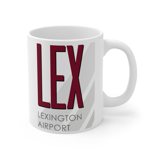 Lexington Blue Grass Airport, LEX. 11oz Airport Mug (Magenta)