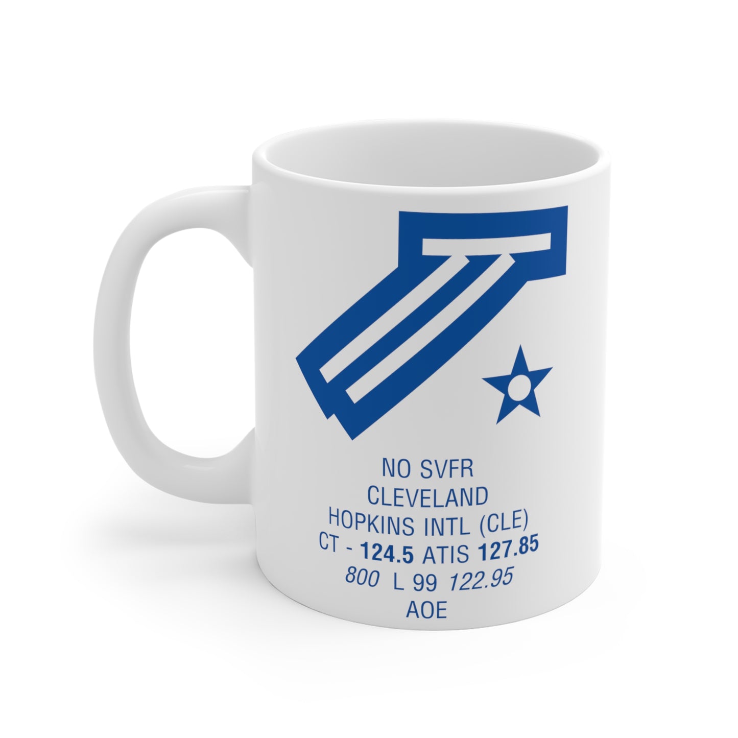 Cleveland-Hopkins Intl, CLE. 11oz Airport Mug (Blue)