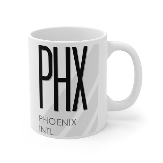 Phoenix Sky Harbor Intl, PHX. 11oz Airport Mug (White)