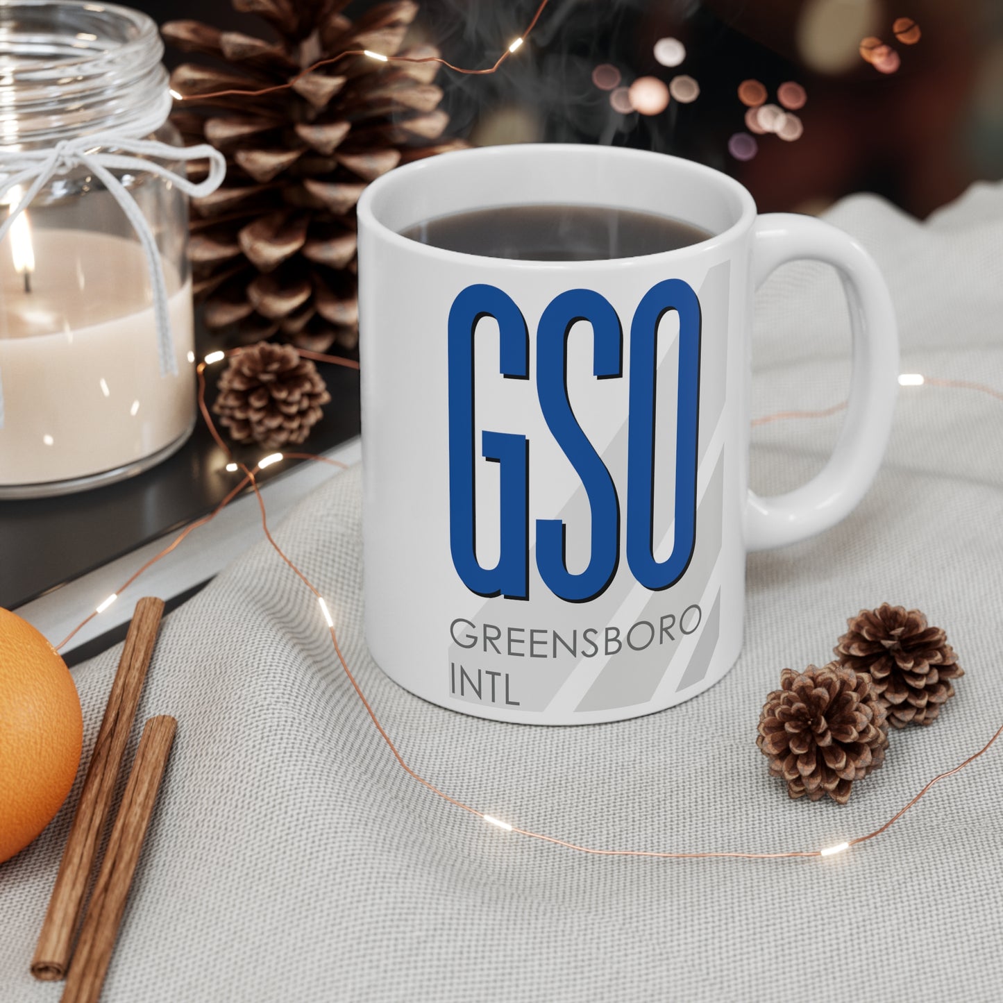 Greensboro Piedmont Triad Intl, GSO. 11oz Airport Mug (Blue)