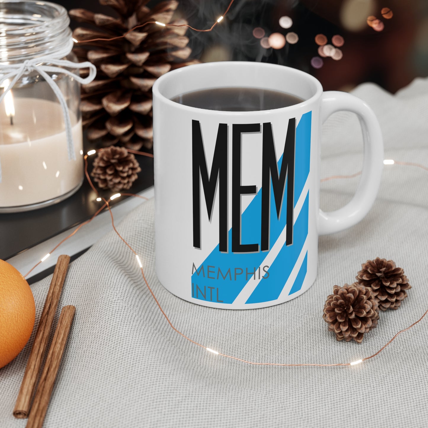 Memphis Intl, MEM. 11oz Airport Mug (Blue)