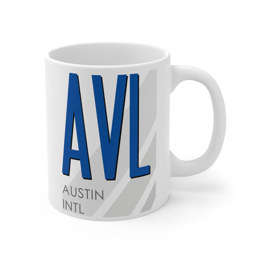 Asheville Rgnl, AVL. 11oz Airport Mug (Blue)