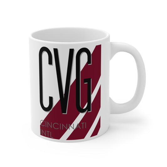 Cincinnati Northern Kentucky Intl, CVG. 11oz Airport Mug (Magenta)