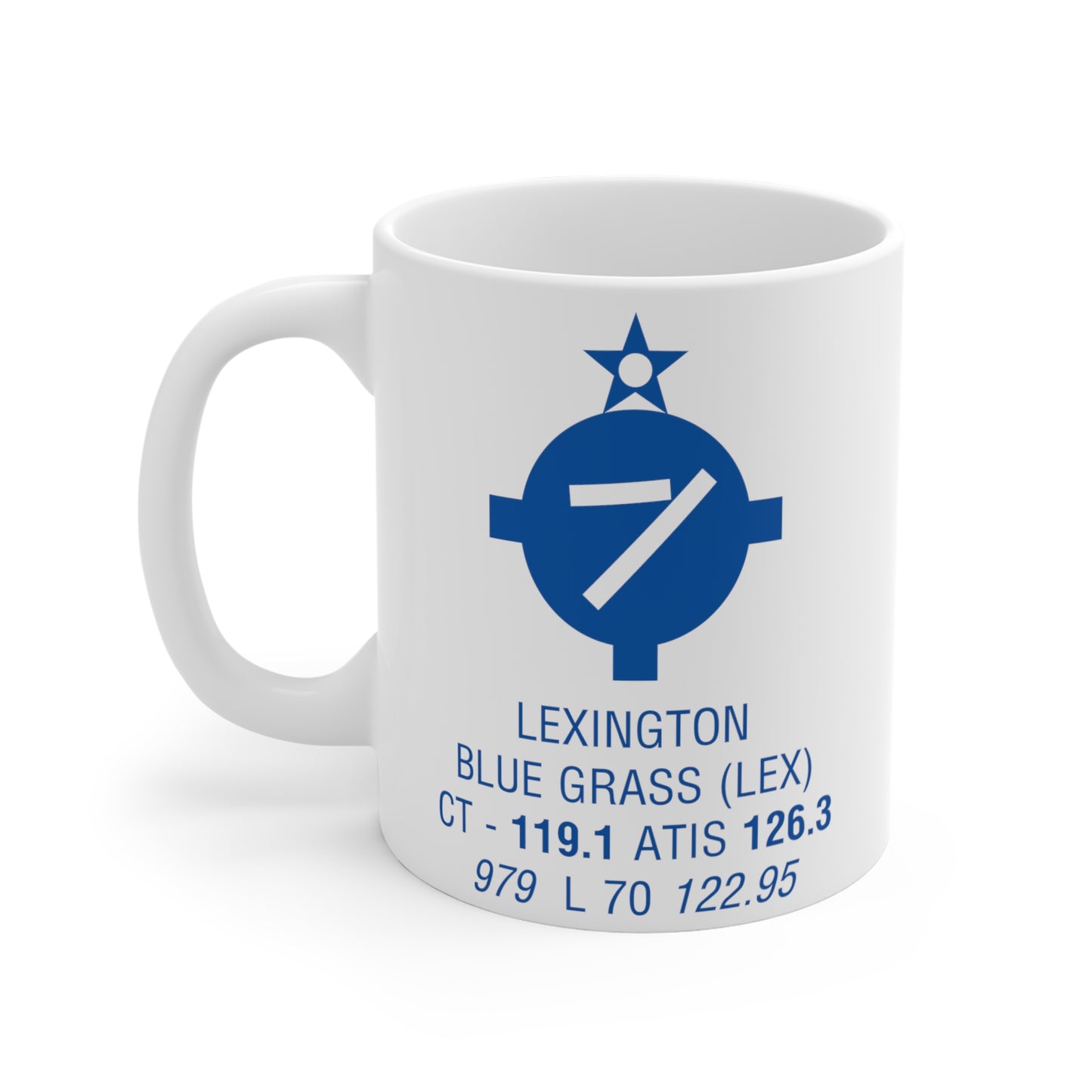 Lexington Blue Grass Airport, LEX. 11oz Airport Mug (Brown)