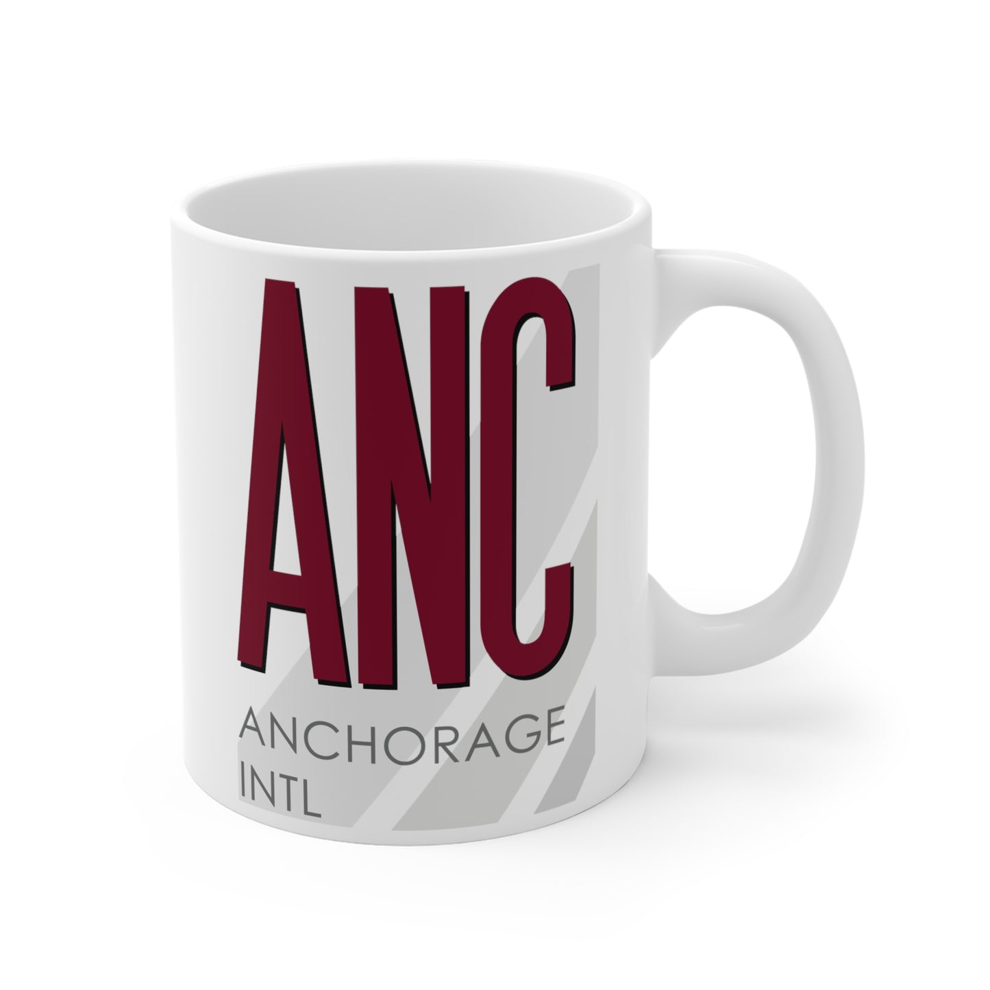 Ted Stevens Anchorage Intl, ANC. 11oz Airport Mug (Magenta)