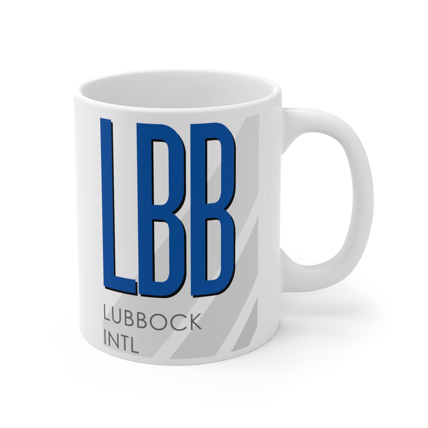 Lubbock Preston Smith Intl, LBB. 11oz Airport Mug (Blue)