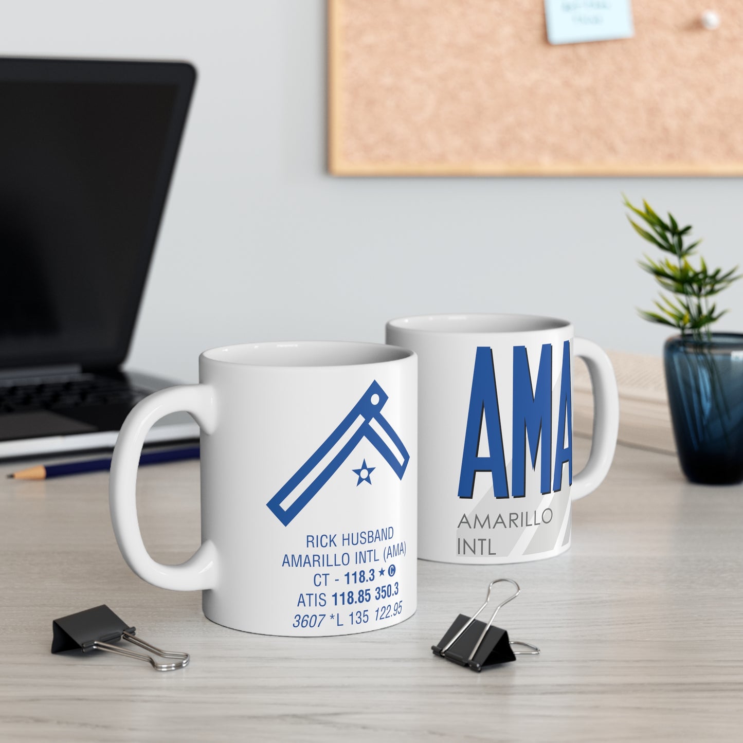 Rick Husband Amarillo Intl, AMA. 11oz Airport Mug (Blue)