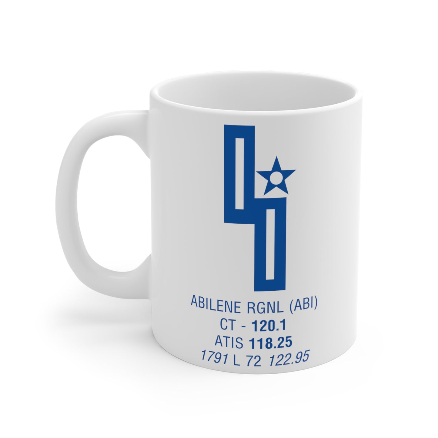 Abilene Rgnl, ABI. 11oz Airport Mug (Blue)