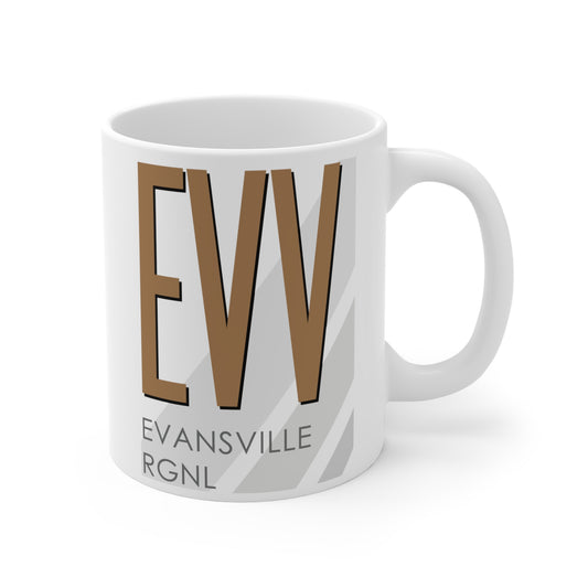 Evansville Rgnl, EVV. 11oz Airport Mug (Brown)