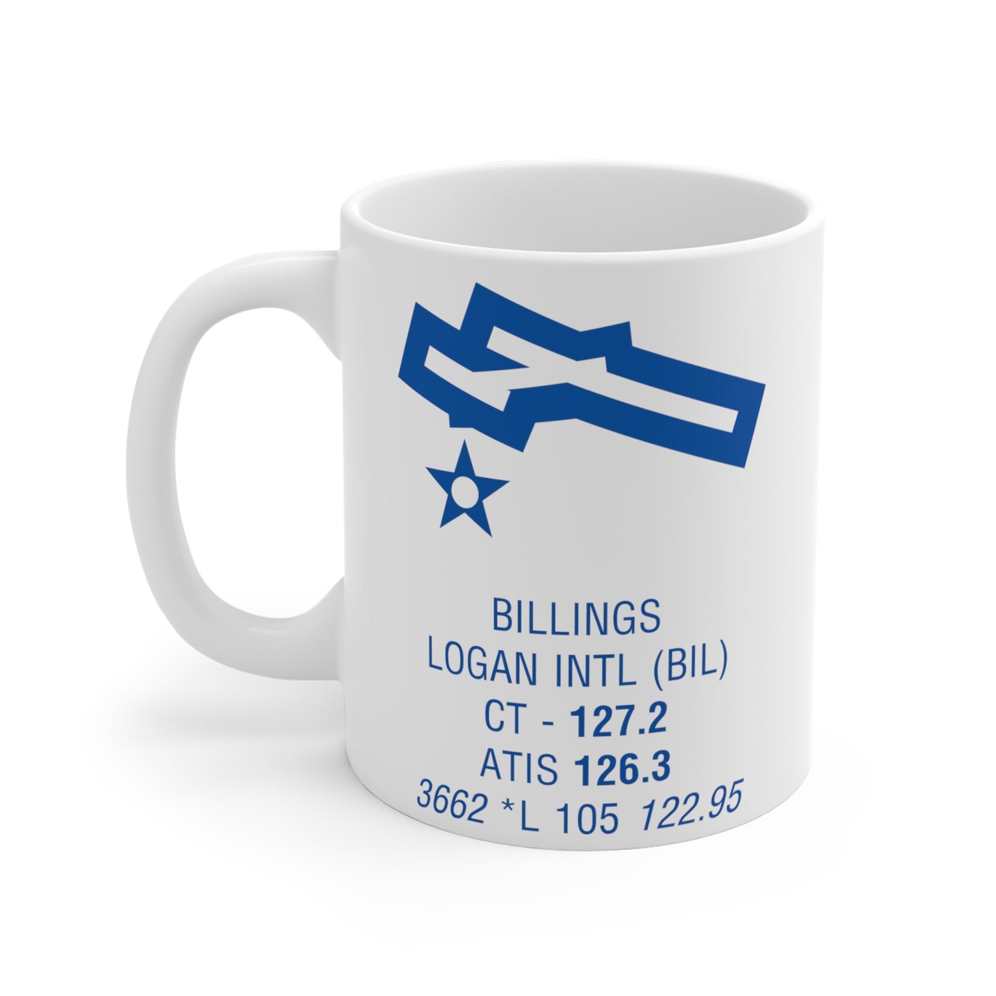 Billings Logan Intl, BIL. 11oz Airport Mug (Blue)