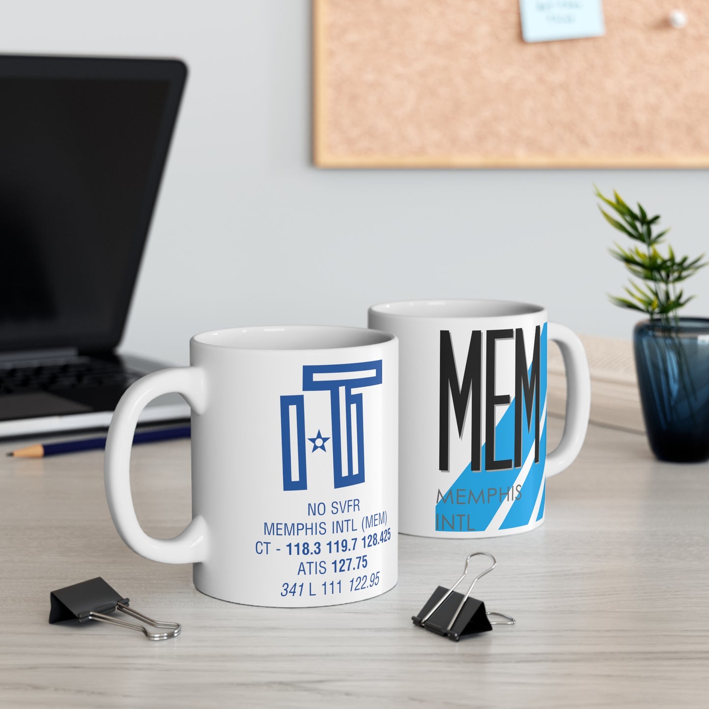 Memphis Intl, MEM. 11oz Airport Mug (Blue)