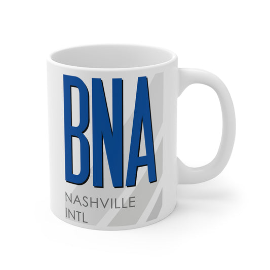 Nashville Intl, BNA. 11oz Airport Mug (Blue)