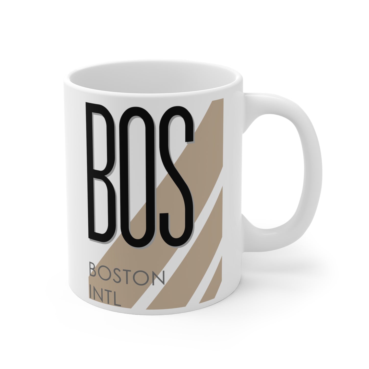 General Edward Lawrence Logan Boston Intl, BOS. 11oz Airport Mug (Cool Brown)