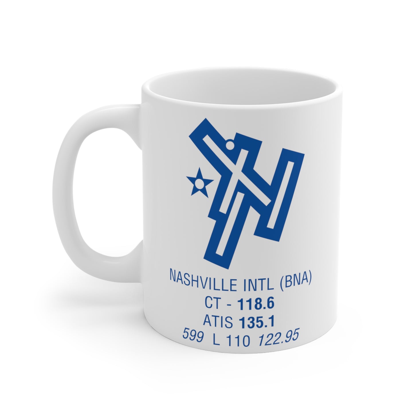 Nashville Intl, BNA. 11oz Airport Mug (Blue)