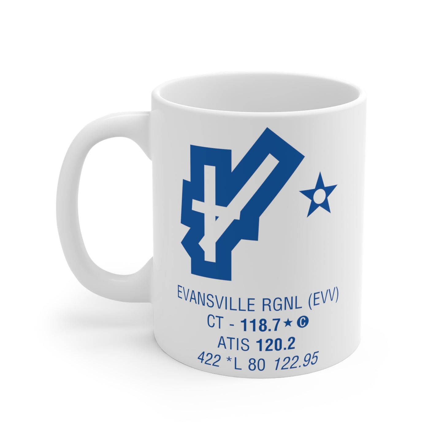 Evansville Rgnl, EVV. 11oz Airport Mug (Brown)