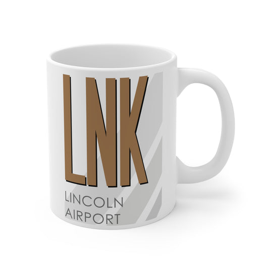 Lincoln Airport, LNK. 11oz Airport Mug (Brown)